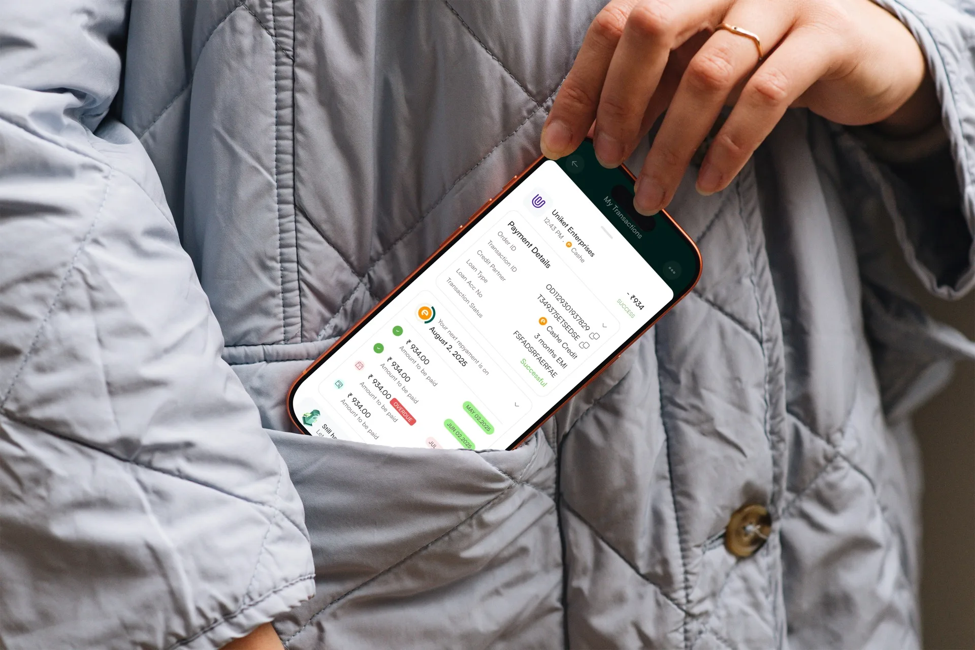 iPhone in jacket pocket