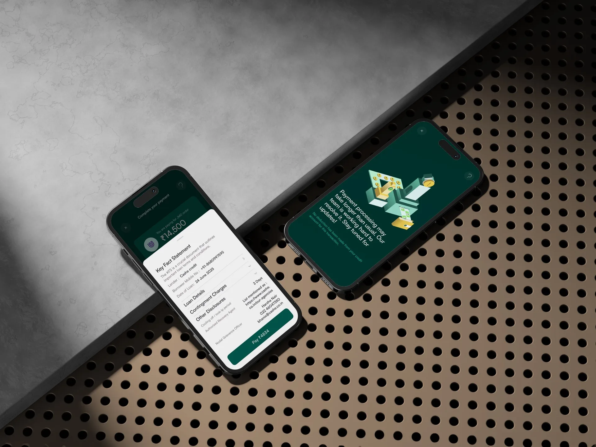 KFS disclosure card and payment error handling screens