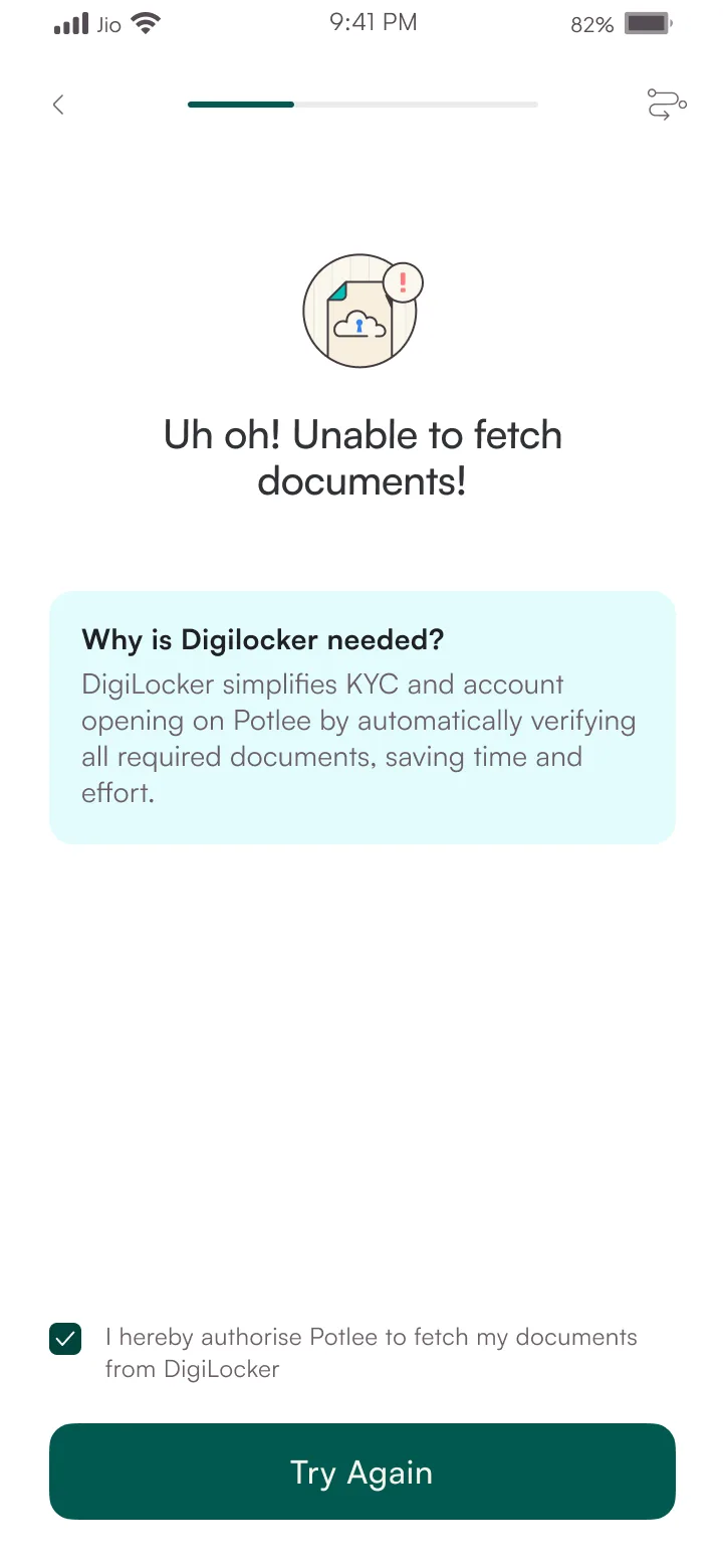 DigiLocker not accessed