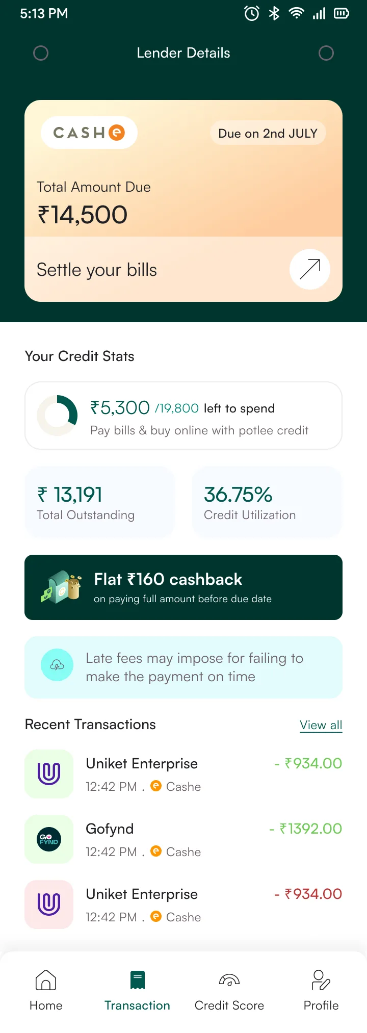 Lender details