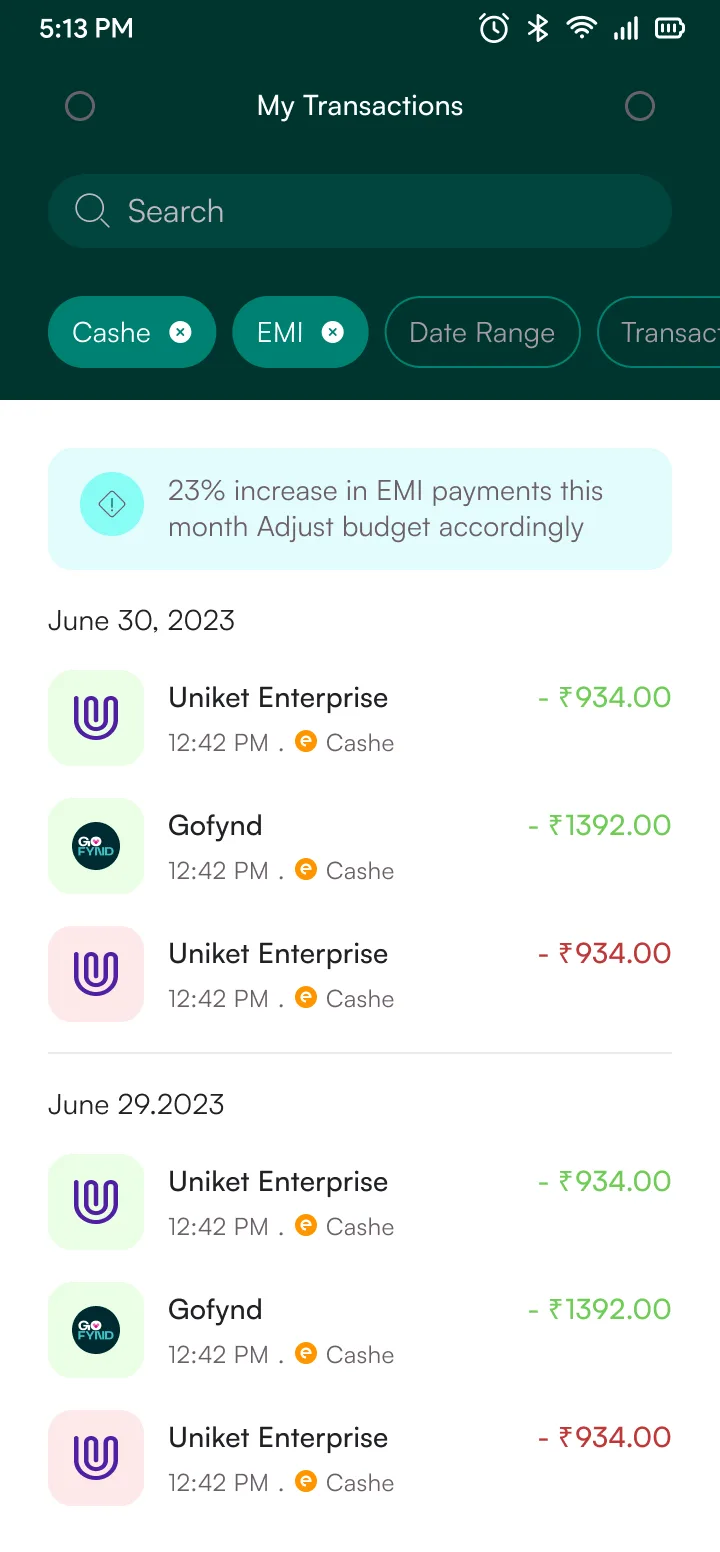 My transactions