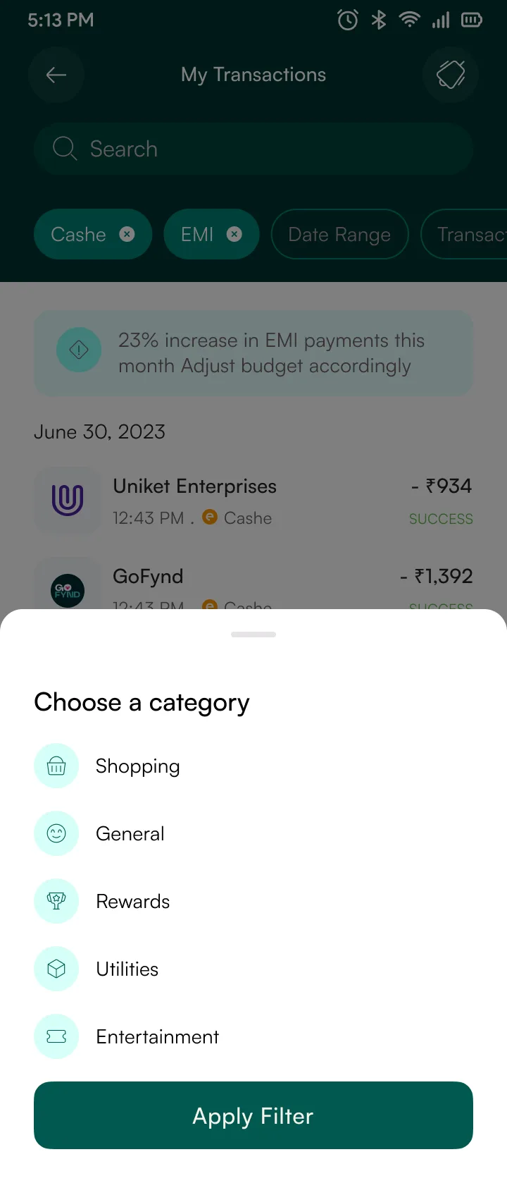 Category filter