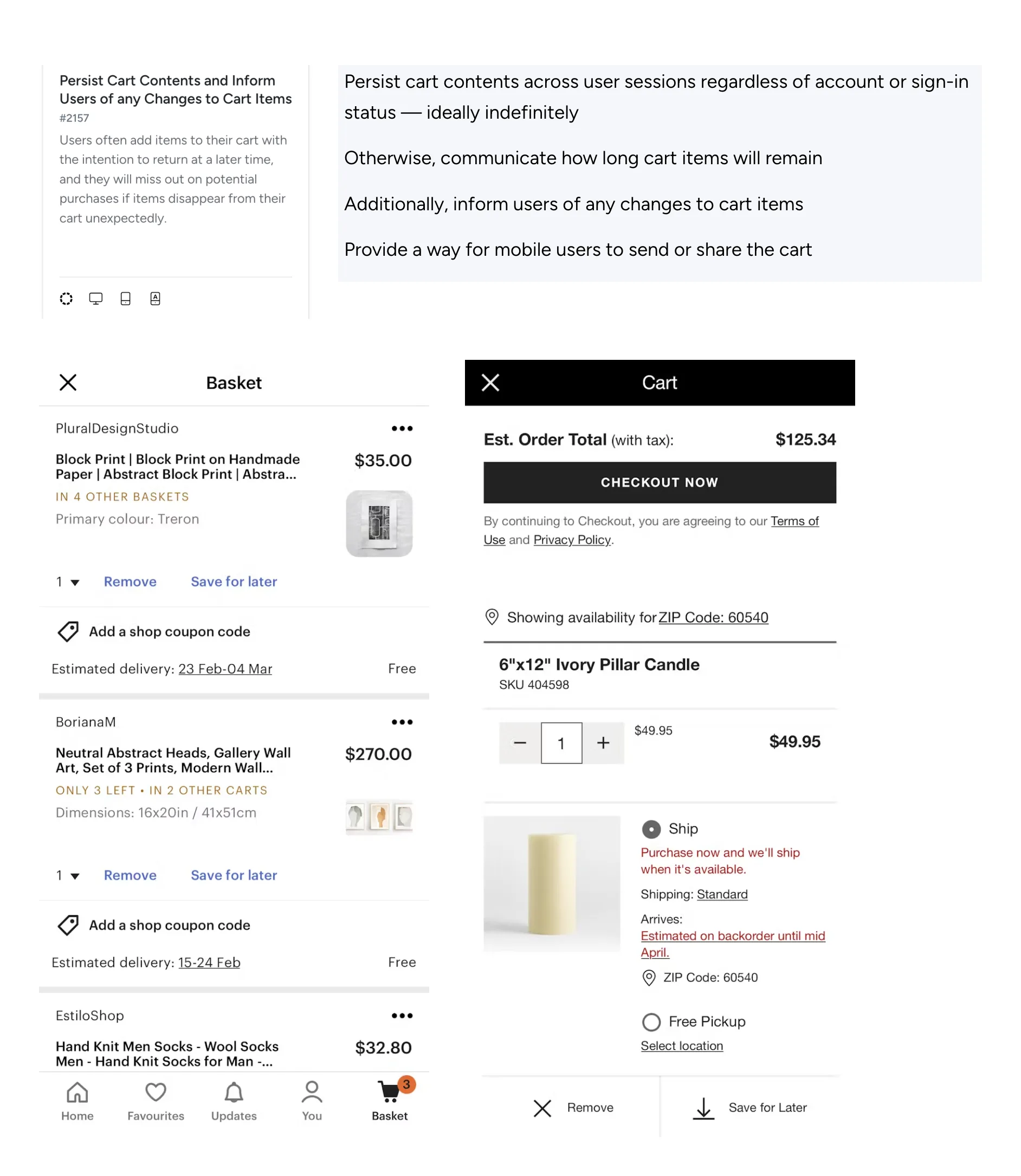 Baymard: Cart Changes