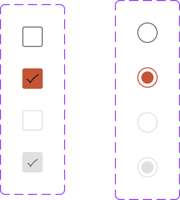 Checkbox and radio components — functionally neutral, no brand decoration
