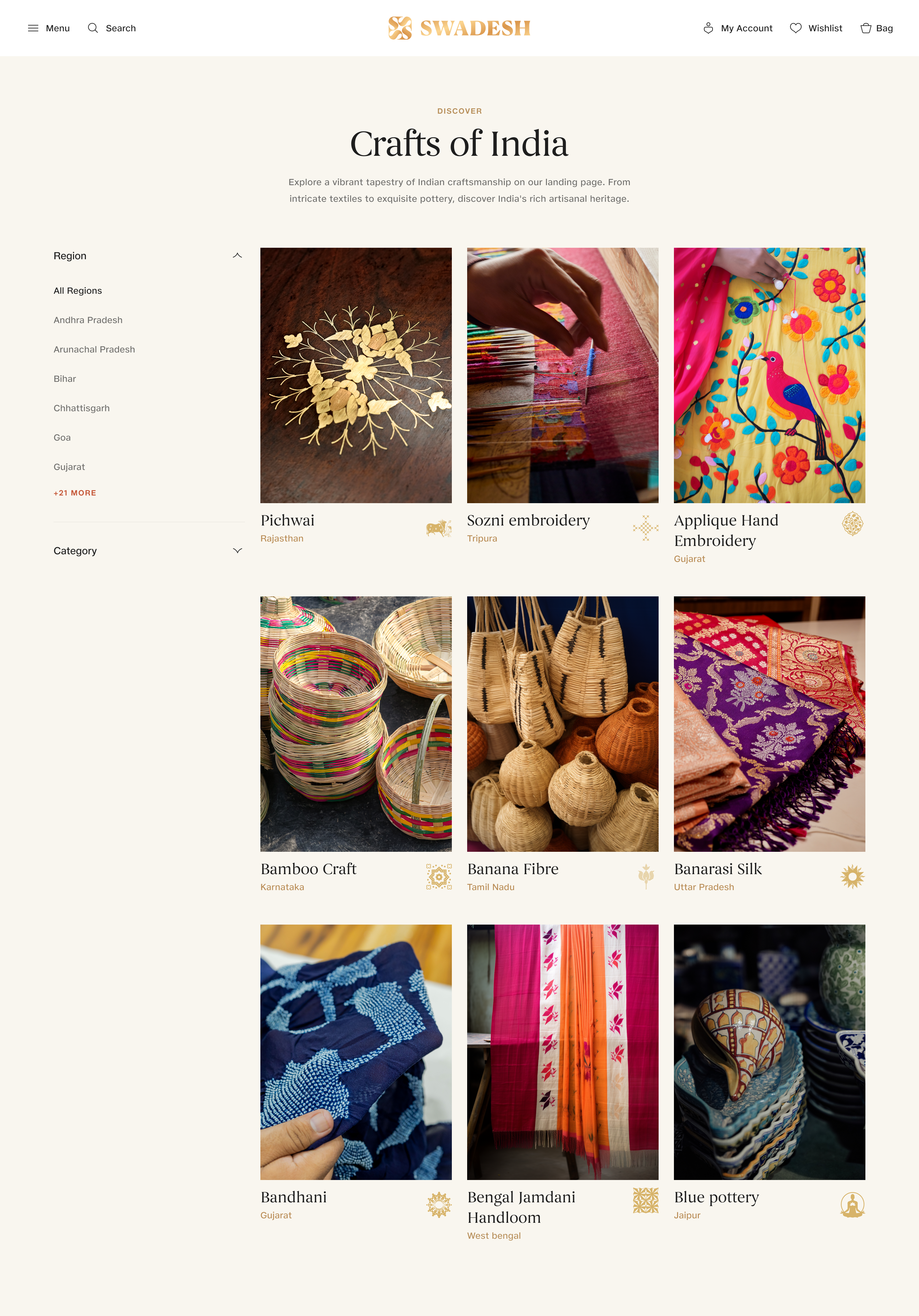 Swadesh Customer Care page — accordion, cards, and buttons from the component library